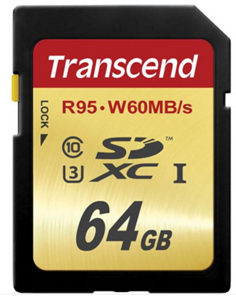   Transcend SDXC 64Gb Class 10 UHS-I U3 (95/60 MB/s)
